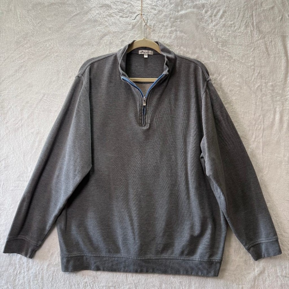 Peter Millar 2XL Gray Quarter Zip Pullover Sweater Cotton Modal Mens Golf